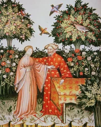 Allegorie des Glücks, Illustration aus Tacuinum Sanitatis Codex Vindobonensis